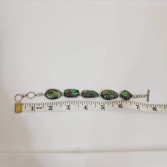 Abalone Shell Bracelet Toggle Closure Silver Color - Picture 4 of 9